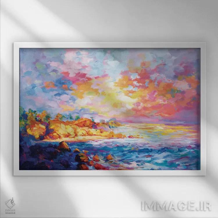 تابلو ساحل کالیفرنیا ۲ اثر لئون دوونیس - نمای قابدار سفید