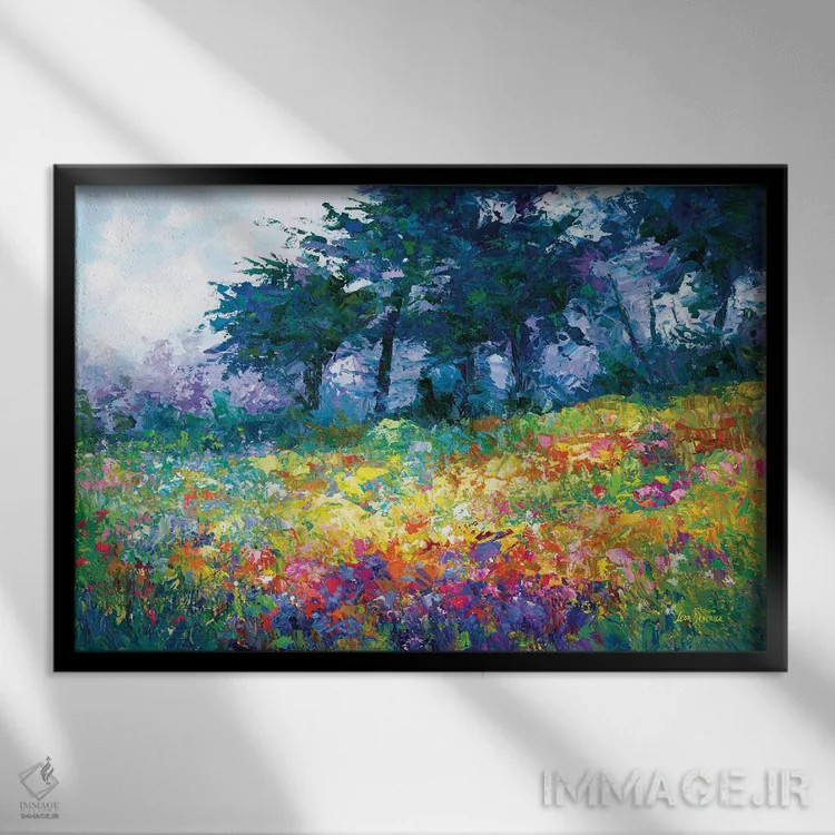 تابلو شکوفایی گلهای وحشی اثر لئون دوونیس - نمای قابدار مشکی