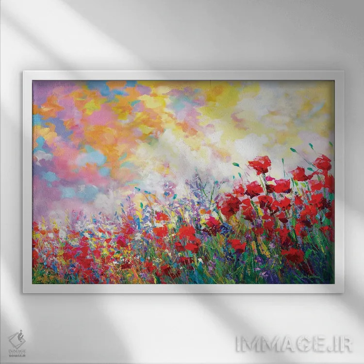 تابلو گلهای وحشی بهاری اثر لئون دوونیس - نمای قابدار سفید