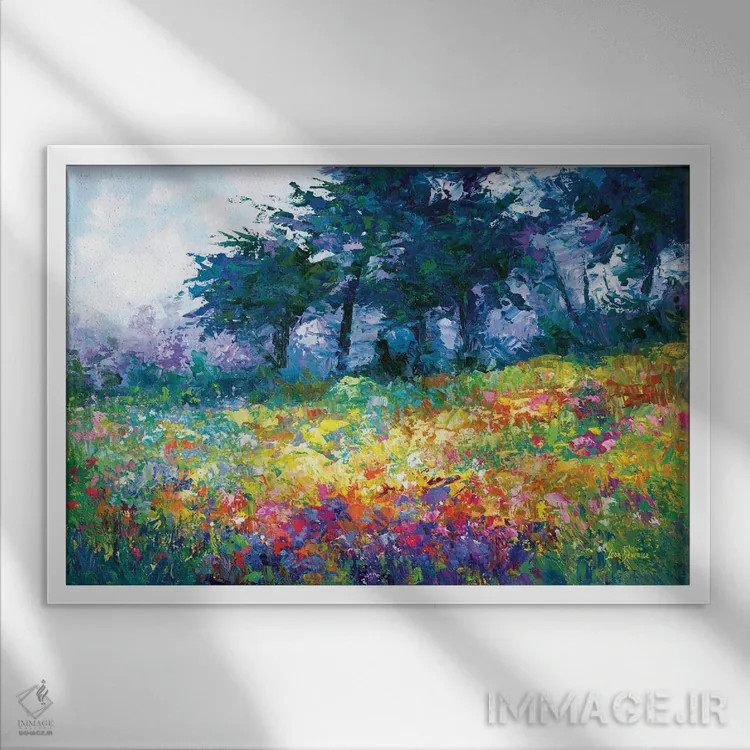 تابلو شکوفایی گلهای وحشی اثر لئون دوونیس - نمای قابدار سفید