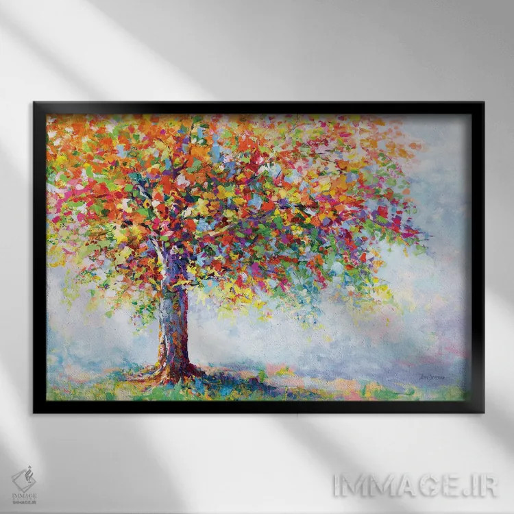 تابلو درخت زندگی رنگارنگ اثر لئون دوونیس - نمای قابدار مشکی