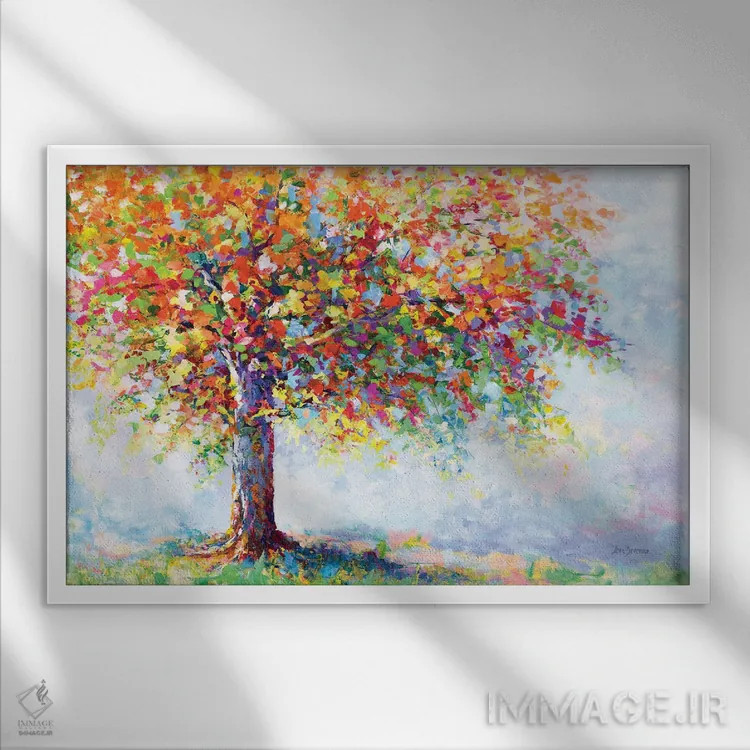 تابلو درخت زندگی رنگارنگ اثر لئون دوونیس - نمای قابدار سفید