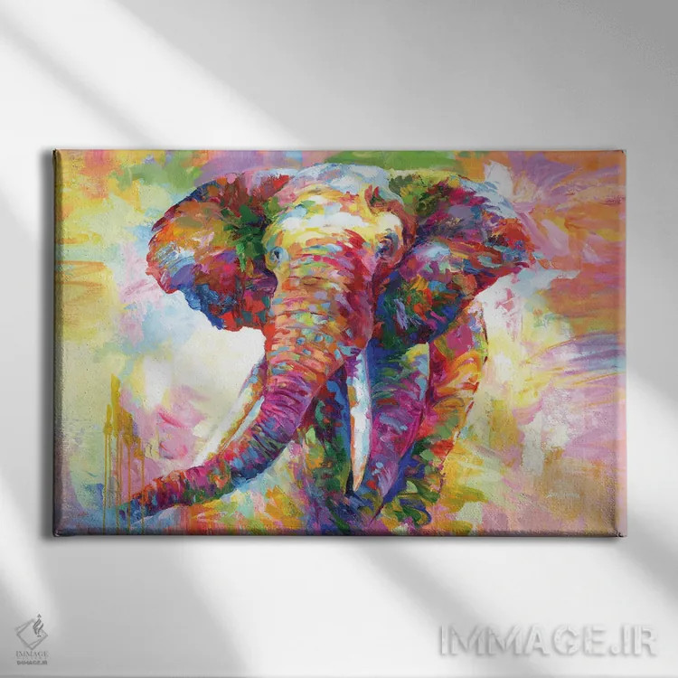 تابلو فیل رنگارنگ اثر لئون دوونیس - نمای روبهرو روی دیوار