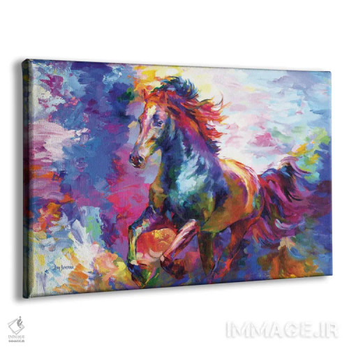تابلو اسب انتزاعی رنگارنگ اثر لئون دوونیس - نمای پرسپکتیو محصول