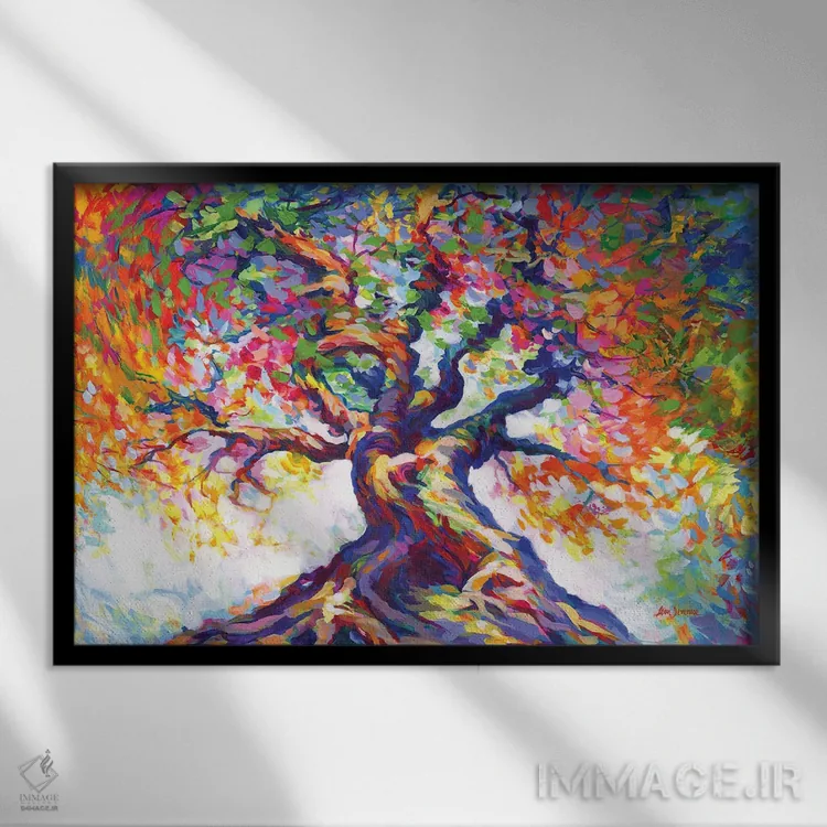 تابلو درخت مقاومت درخشان اثر لئون دوونیس - نمای قابدار مشکی