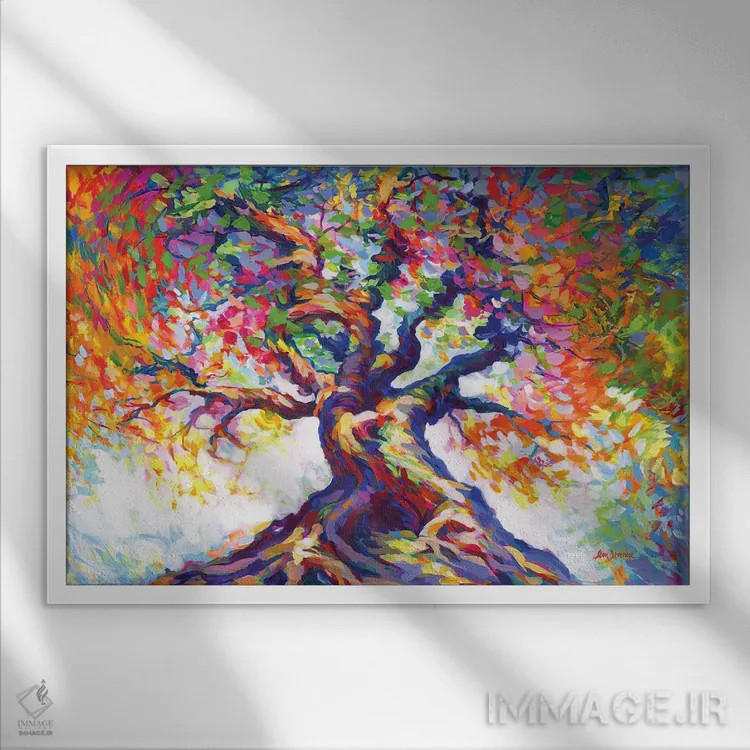 تابلو درخت مقاومت درخشان اثر لئون دوونیس - نمای قابدار سفید