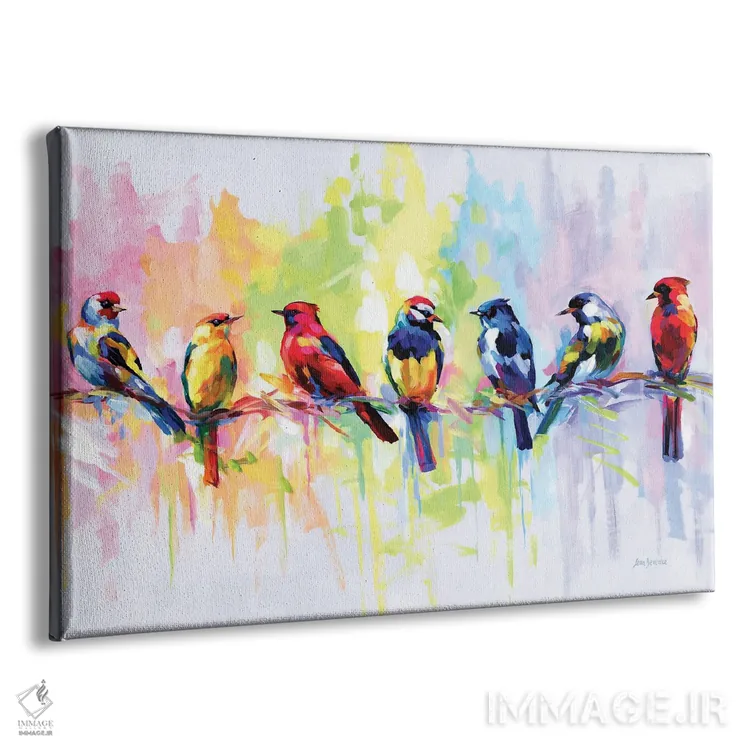 تابلو هفت پرنده رنگارنگ اثر لئون دوونیس - نمای پرسپکتیو محصول