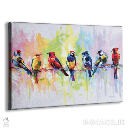 تابلو هفت پرنده رنگارنگ اثر لئون دوونیس - نمای پرسپکتیو محصول