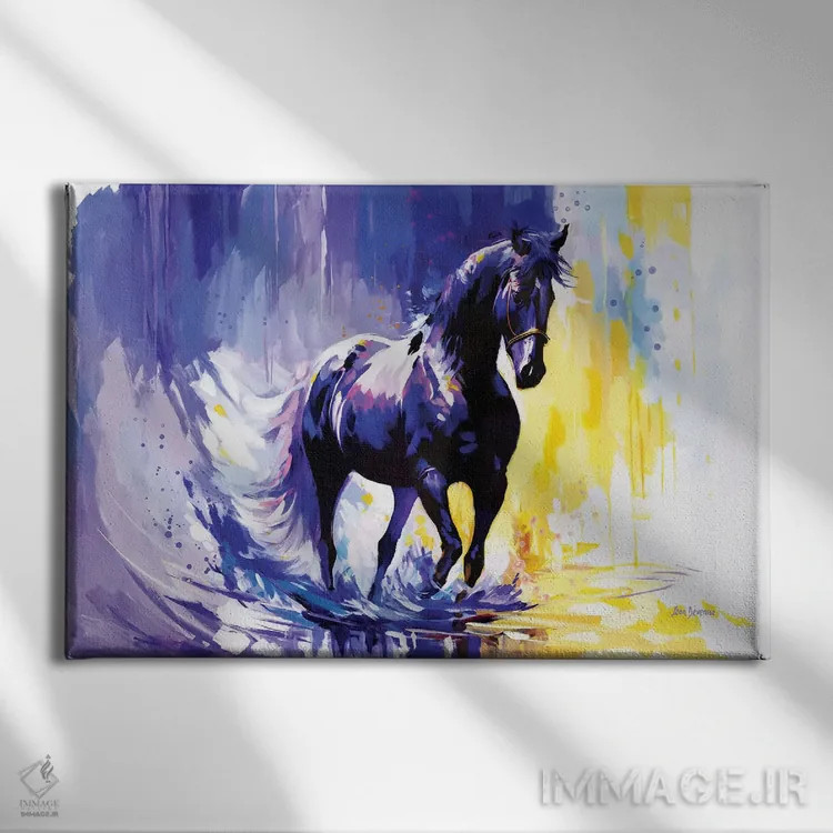 تابلو اسب در نجواهای باد اثر لئون دوونیس - نمای روبهرو روی دیوار