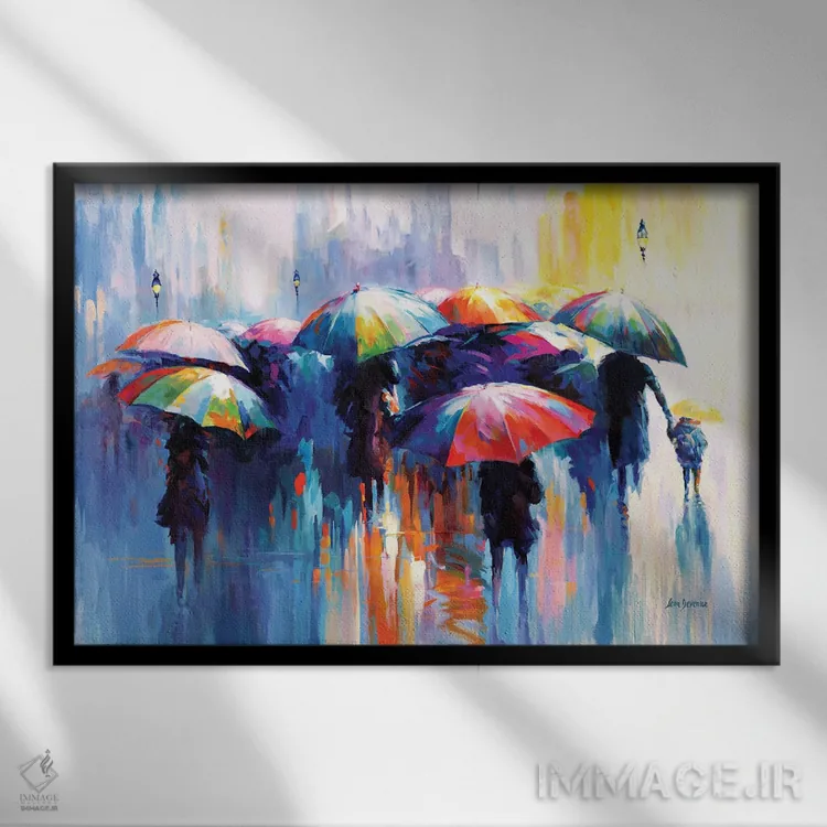 تابلو خاطرات زیر بوسه باران اثر لئون دوونیس - نمای قابدار مشکی