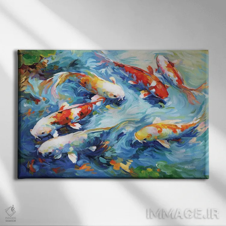 تابلو حرکت آرام کوی (ماهی ژاپنی) اثر لئون دوونیس - نمای روبهرو روی دیوار