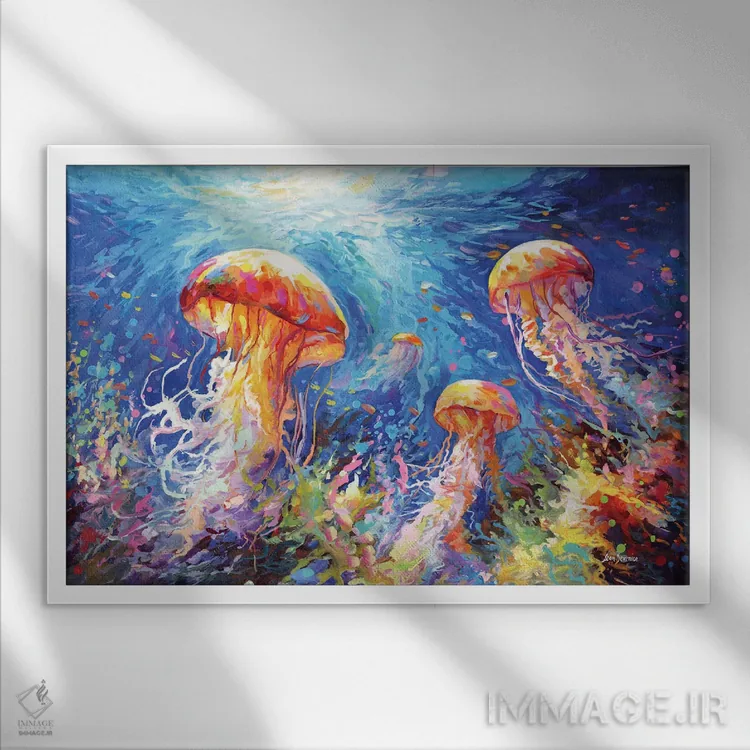 تابلو سرناد عروس دریایی اثر لئون دوونیس - نمای قابدار سفید