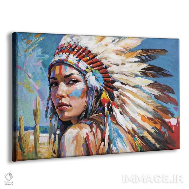 تابلو زن بومی آمریکایی اثر لئون دوونیس - نمای پرسپکتیو محصول