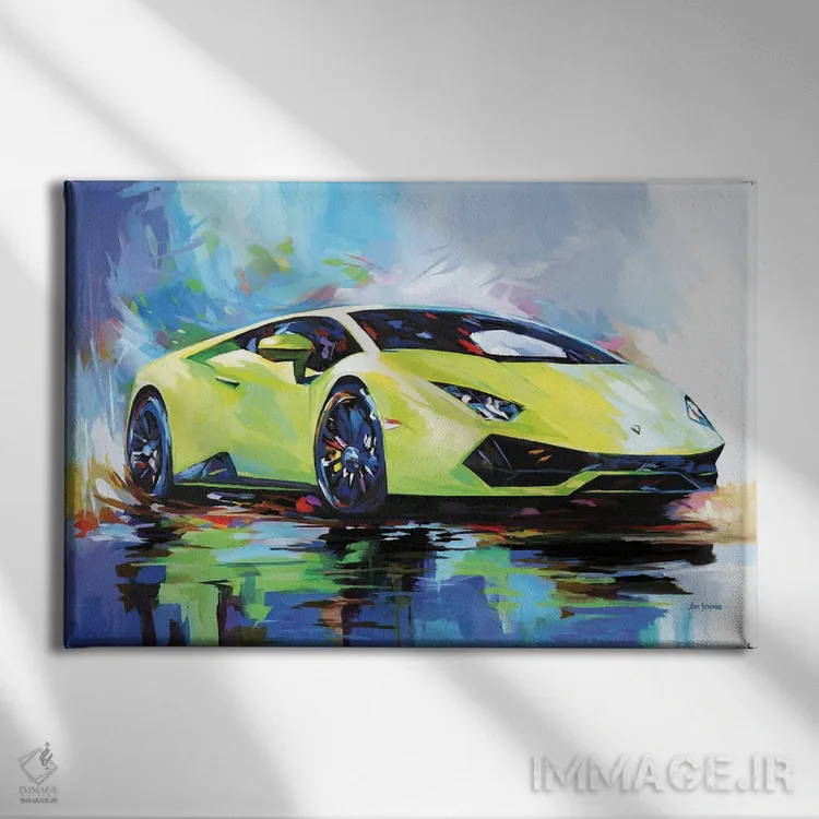 تابلو لامبورگینی حماسی اثر لئون دوونیس - نمای روبهرو روی دیوار