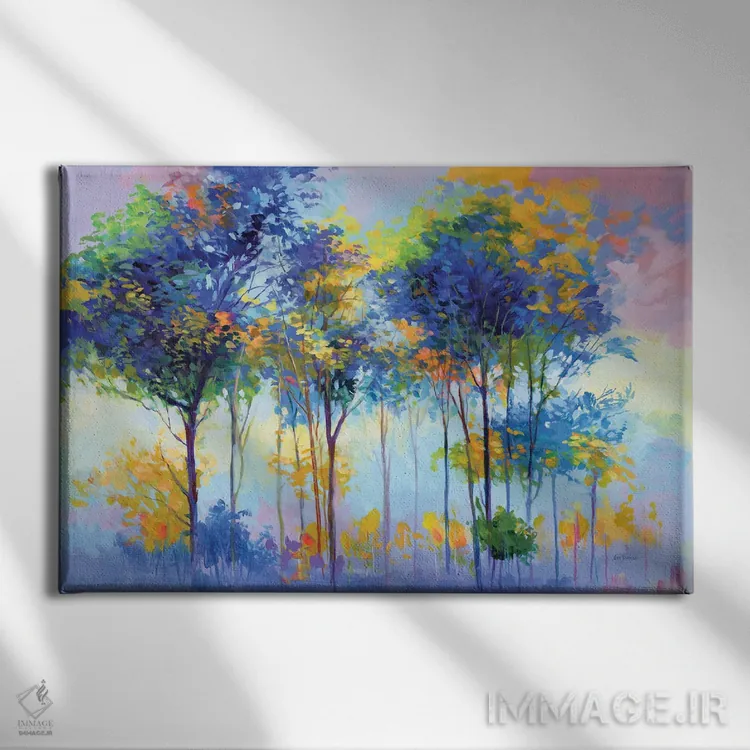 تابلو درختان آرامشبخش رنگارنگ اثر لئون دوونیس - نمای روبهرو روی دیوار