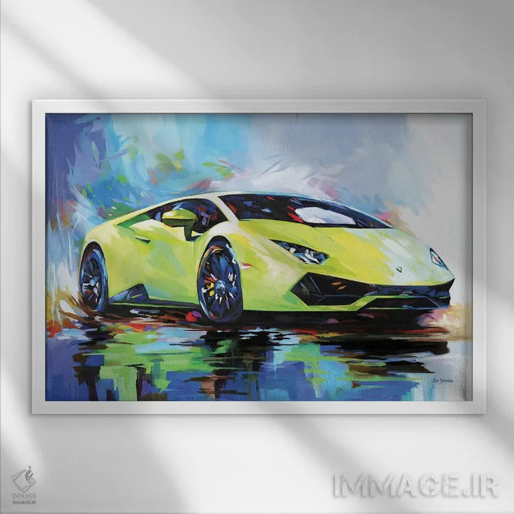 تابلو لامبورگینی حماسی اثر لئون دوونیس - نمای قابدار سفید