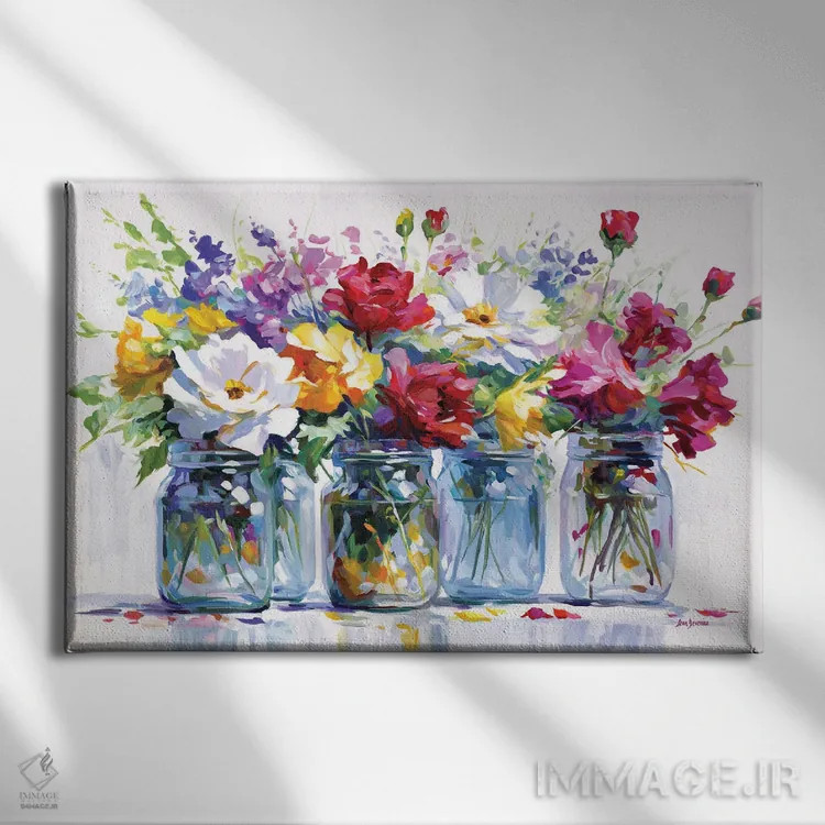 تابلو برداشتهای پرجنبوجوش گلها اثر لئون دوونیس - نمای روبهرو روی دیوار