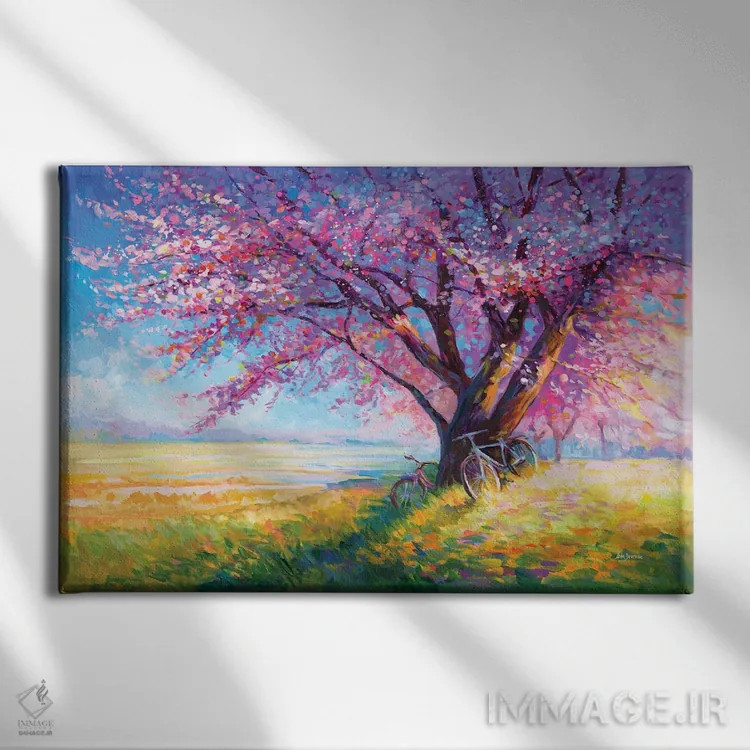 تابلو عشق شیرین درختان شکوفه گیلاس اثر لئون دوونیس - نمای روبهرو روی دیوار