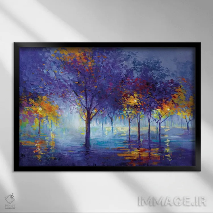 تابلو درختان شبهای رؤیایی اثر لئون دوونیس - نمای قابدار مشکی