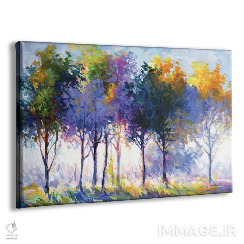 تابلو درختان درخشان در پرتو صبحگاهی اثر لئون دوونیس - نمای پرسپکتیو محصول