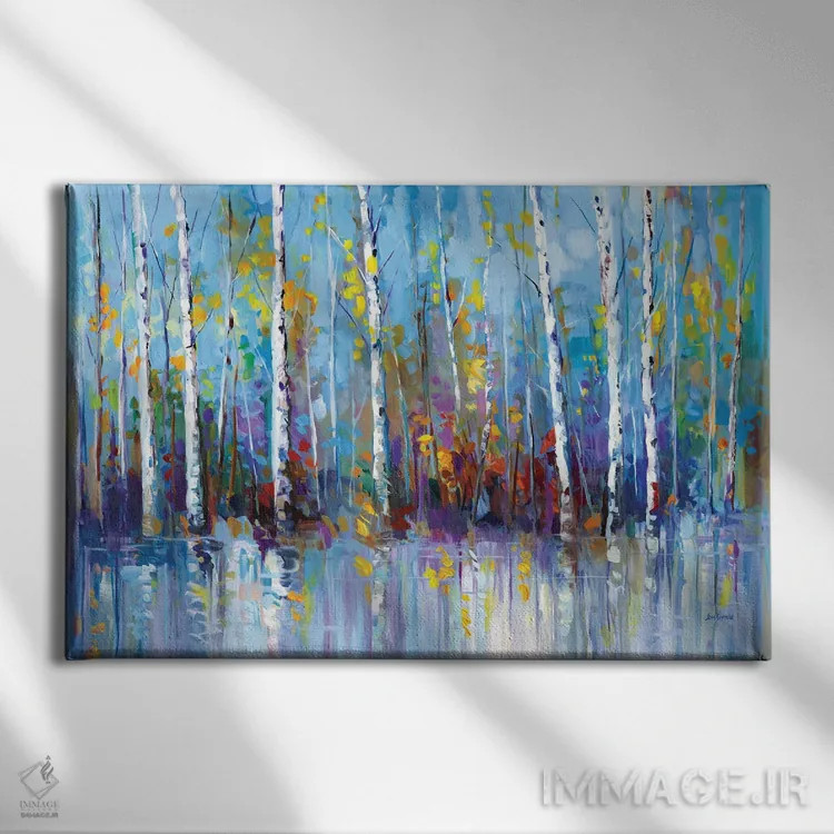 تابلو درختان غان رنگارنگ اثر لئون دوونیس - نمای روبهرو روی دیوار
