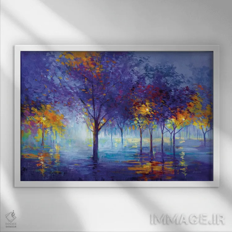 تابلو درختان شبهای رؤیایی اثر لئون دوونیس - نمای قابدار سفید