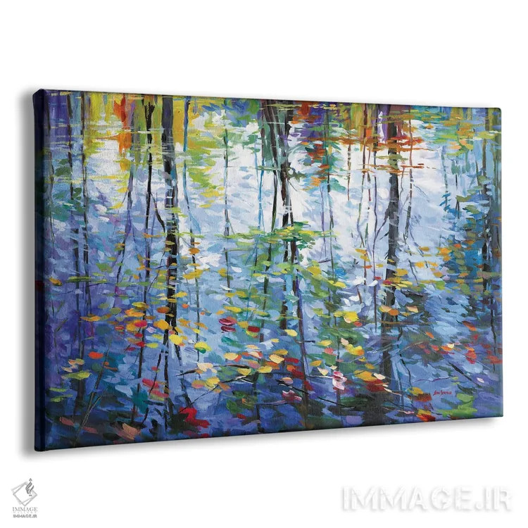 تابلو بازتاب رنگارنگ درختان پاییزی اثر لئون دوونیس - نمای پرسپکتیو محصول