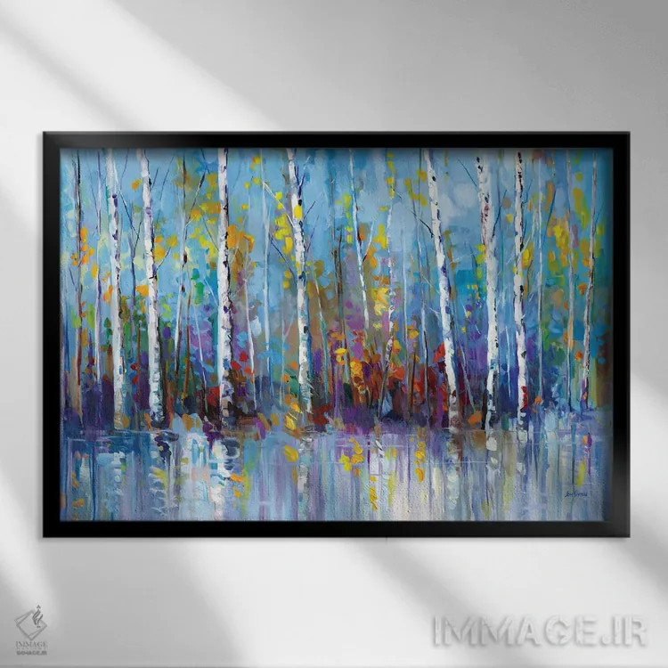 تابلو درختان غان رنگارنگ اثر لئون دوونیس - نمای قابدار مشکی