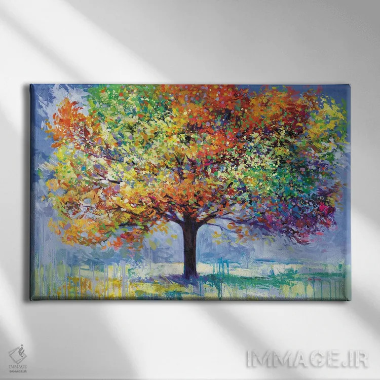 تابلو درخت زندگی رنگارنگ (آبستره) اثر لئون دوونیس - نمای روبهرو روی دیوار