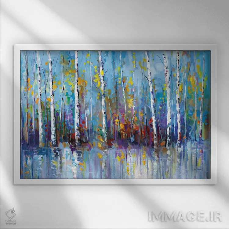 تابلو درختان غان رنگارنگ اثر لئون دوونیس - نمای قابدار سفید