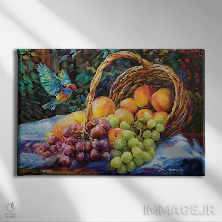 تابلو هلو و انگور اثر لئون دوونیس - نمای روبهرو روی دیوار