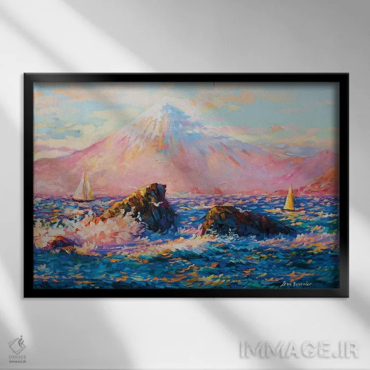 تابلو کوه فوجی اثر لئون دوونیس - نمای قابدار مشکی