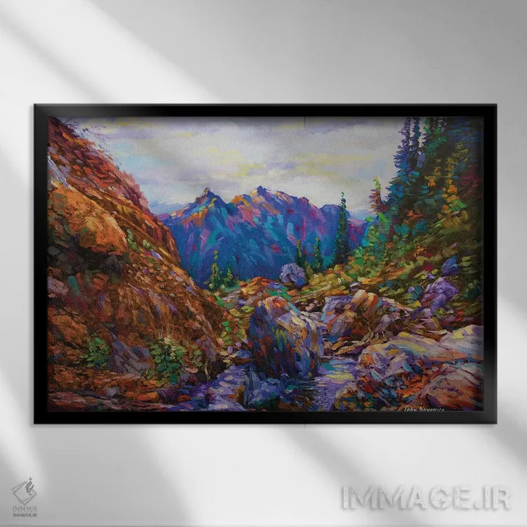 تابلو راز کوه آبی اثر لئون دوونیس - نمای قابدار مشکی