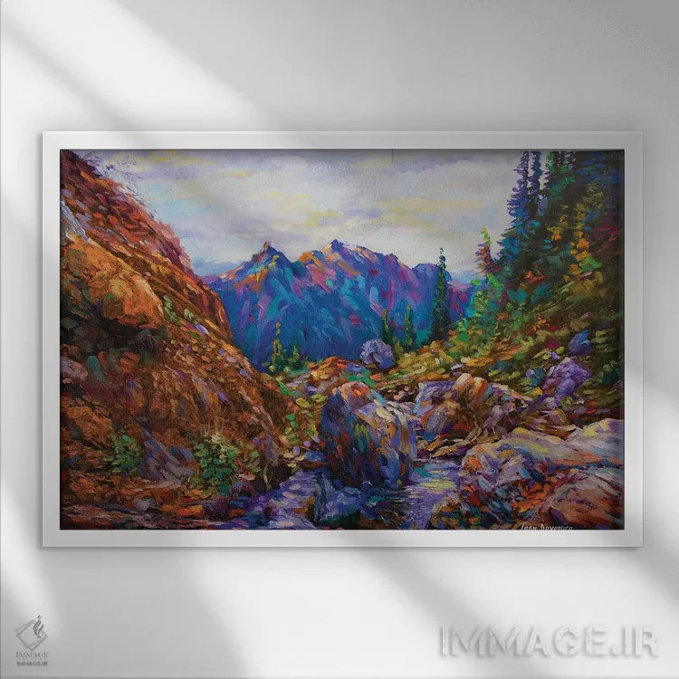 تابلو راز کوه آبی اثر لئون دوونیس - نمای قابدار سفید