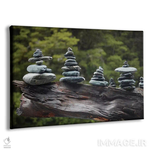 تابلو ستونهای سنگی ساخته شده توسط گردشگران کنار آبشار فنتیل، هاست پس، پارک ملی کوه اسپایرینگ، نیوزیلند اثر دیوید وال - نمای پرسپکتیو محصول