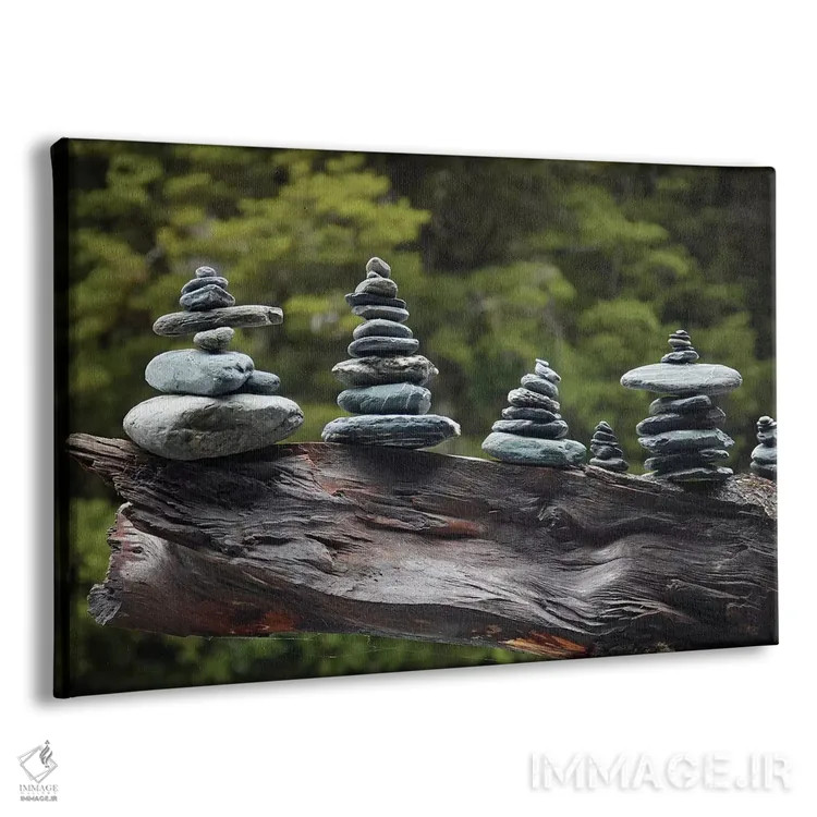 تابلو ستونهای سنگی ساخته شده توسط گردشگران کنار آبشار فنتیل، هاست پس، پارک ملی کوه اسپایرینگ، نیوزیلند اثر دیوید وال - نمای پرسپکتیو محصول