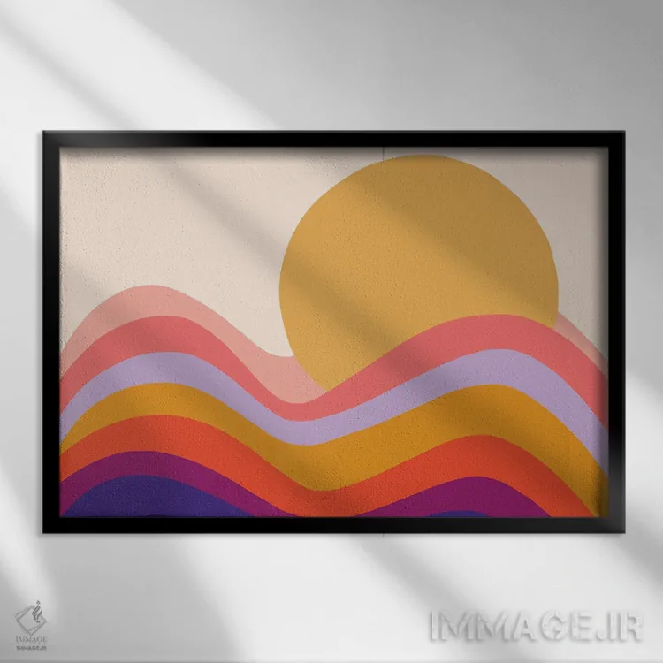 تابلو موجهای رترو ۲ اثر دومینیک واری - نمای قابدار مشکی