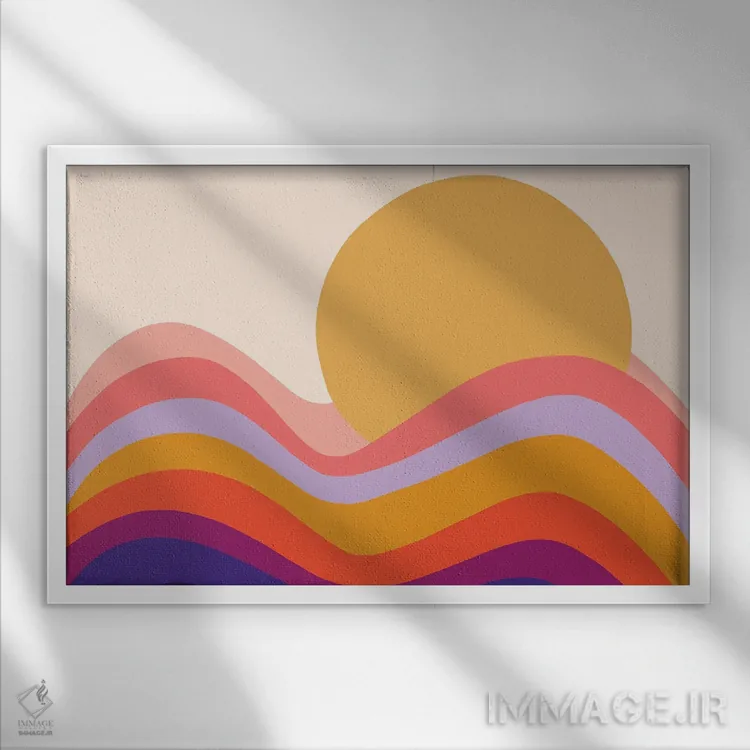 تابلو موجهای رترو ۲ اثر دومینیک واری - نمای قابدار سفید