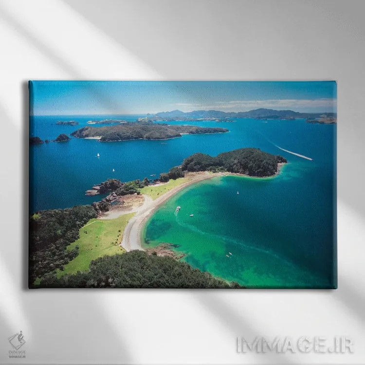 تابلو نمای هوایی، خلیج جزایر، منطقه نورثلند، جزیره شمالی، نیوزیلند اثر دیوید وال - نمای روبهرو روی دیوار