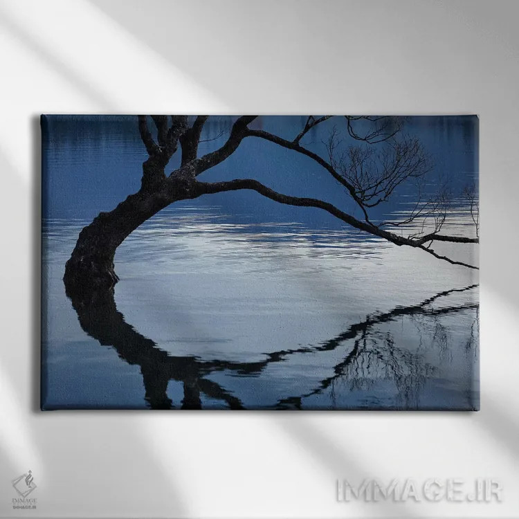 تابلو آن درخت واناکا در انعکاس آب دریاچه واناکا، اوتاگو، جزیره جنوبی، نیوزیلند اثر دیوید وال - نمای روبهرو روی دیوار