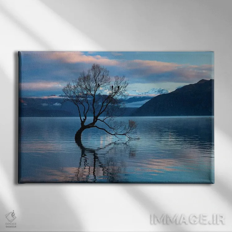 تابلو آن درخت واناکا در انعکاس آب دریاچه واناکا، اوتاگو، جزیره جنوبی، نیوزیلند اثر دیوید وال - نمای روبهرو روی دیوار