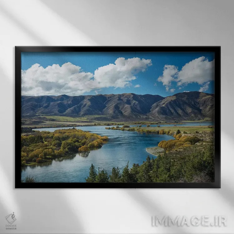 تابلو خم ماهیگیران، دره وایتاکی، اوتاگو شمالی، جزیره جنوبی، نیوزیلند II اثر دیوید وال - نمای قابدار مشکی