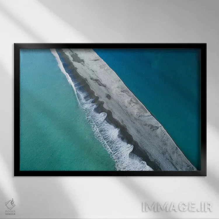 تابلو نوار شنی در دهانه رودخانه رکایا، مید کنتربری، جزیره جنوبی، نیوزیلند اثر دیوید وال - نمای قابدار مشکی