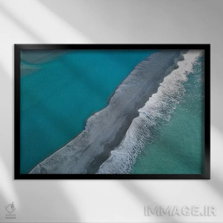 تابلو نوار شنی در دهانه رودخانه رکایا، مید کنتربری، جزیره جنوبی، نیوزیلند اثر دیوید وال - نمای قابدار مشکی