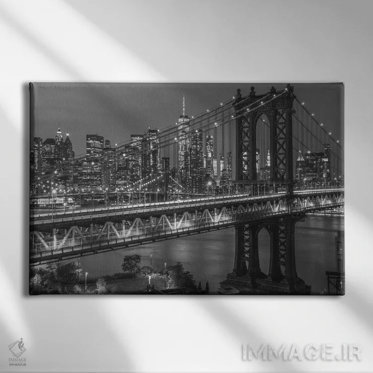 تابلو پل منهتن به صورت سیاه و سفید اثر دیلان واکر - نمای روبهرو روی دیوار