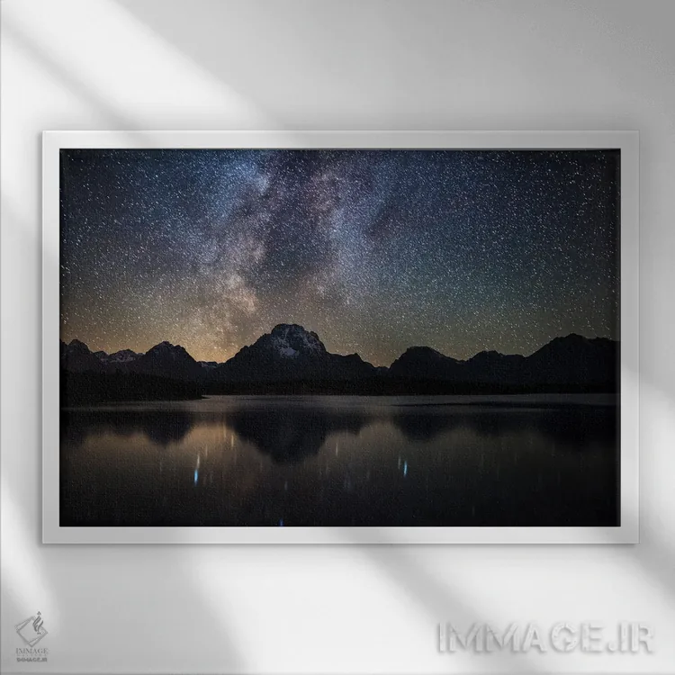 تابلو راه شیری بر فراز دریاچه جکسون اثر دارن وایت فوتوگرافی (عکاس) - نمای قابدار سفید