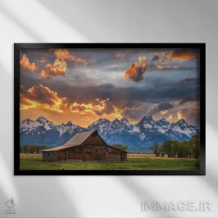 تابلو غروب آتشین اصطبل مولتون اثر دارن وایت فوتوگرافی (عکاس) - نمای قابدار مشکی