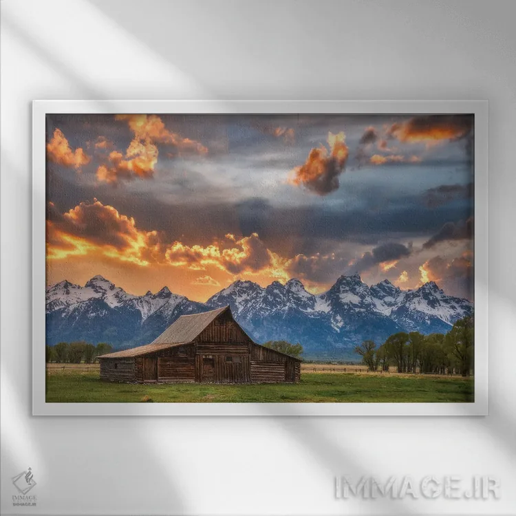 تابلو غروب آتشین اصطبل مولتون اثر دارن وایت فوتوگرافی (عکاس) - نمای قابدار سفید