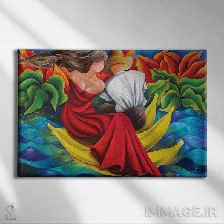 تابلو قایقرانی روی موزها اثر دیکسی میگز - نمای روبهرو روی دیوار