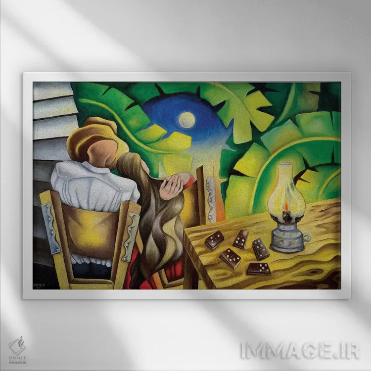 تابلو عشق در روستا اثر دیکسی میگز - نمای قابدار سفید